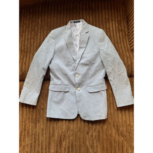 NAUTICA | White Blue Striped Seersucker Sport Coat Blazer Size 14